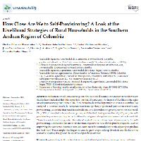 How Close Are We to Self-Provisioning? A Look at the Livelihood Strategies of Rural Households in the Southern Andean Region of Colombia