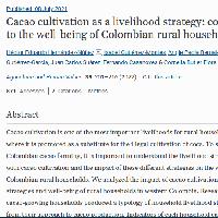 Cacao cultivation as a livelihood strategy: Contributions to the well-being of Colombian rural households