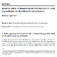  Aportes sobre el financiamiento del desarrollo rural con enfoque territorial en América Latina