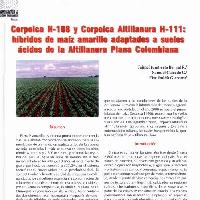 Corpoica H-108 y Corpoica Altillanura H-111 :híbridos de maíz amarillo adaptados a suelos ácidos de la Altillanura Plana Colombiana.-