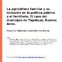 La agricultura familiar y su inclusión en la política pública y el territorio. El caso del municipio de Tapalqué, Buenos Aires.