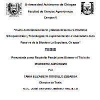 Costo de Establecimiento y Mantenimiento de Prácticas silvopastoriles y Tecnologías de suplementación en Ganadería de la Reserva de la Biosfera La Sepultura, Chiapas