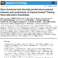 Does functional trait diversity predict above-groundbiomass and productivity of tropical forests? Testingthree alternative hypotheses