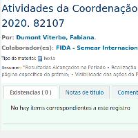 Atividades da Coordenação do Programa Semear Internacional – Período 01 a 31 de julho de 2020