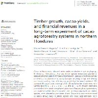 Timber growth, cacao yields, and financial revenues in a long-term experiment of cacao agroforestry systems in northern Honduras