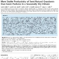 More stable productivity of semi natural grasslands than sown pastures in a seasonally dry climate-
