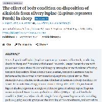 The effect of body condition on disposition of alkaloids from silvery lupine (Lupinus argenteus Pursh) in sheep
