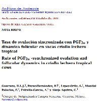  Tasa de ovulación sincronizada con pgf 2α y dinámica folicular en vacas criollo lechero tropical