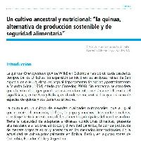 Un cultivo ancestral y nutricional : la quinua, alternativa de producción sostenible y de seguridad alimentaria-