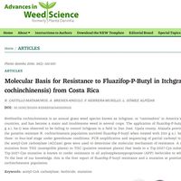 Molecular basis for resistance to fluazifop-P-butyl in itchgrass  (Rottboellia cochinchinensis (Lour.) W.D. Clayton) from Costa Rica