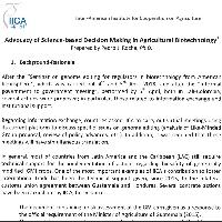 Advocacy of science-based decision making in agricultural biotechnology