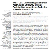 Water Use, Leaf Cooling and Carbon Assimilation Efficiency of Heat Resistant Common Beans Evaluated in Western Amazonia