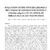 Evaluación de tres tipos de labranza y tres niveles de fertilización en patilla (Citrullus vulgaris L) en un oxisol de terraza alta de San Martin (Meta) -
