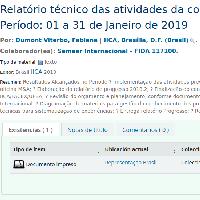 Relatório técnico das atividades da coordenação do Programa Semear Internacional - Período: 01 a 31 de Janeiro de 2019