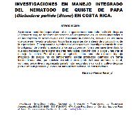 Investigaciones en manejo integrado del nematodo de quiste de papa (Globodera pallida (Stone) en Costa Rica
