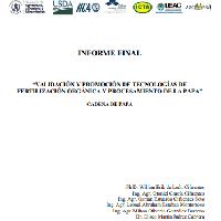 Informe final Validación y promoción de tecnologías de fertilización orgánica y procesamiento de la papa